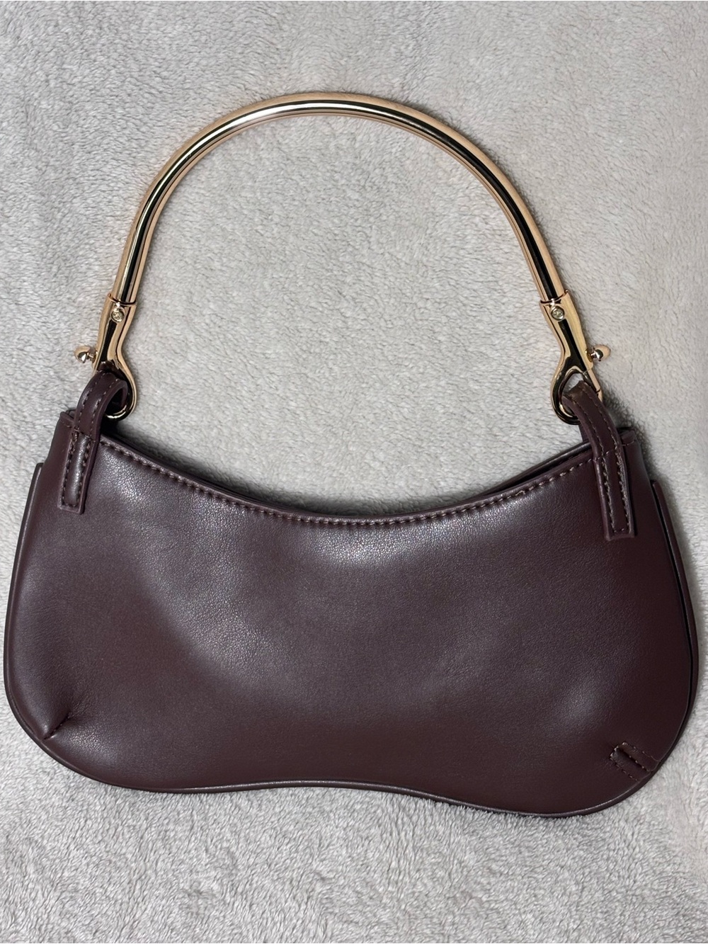 Womenβs Top Handle Small Handbag - Faux Leather - Gold Tone Metal Hardware